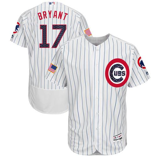 Cubs #17 Kris Bryant White Fashion Stars & Stripes Flexbase Authentic Stitched MLB Jersey - Click Image to Close